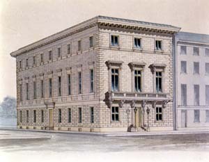 L'Athenaeum de Philadelphie, vue depuis l'angle de rue (1848) © PhilaAthenaeum.org